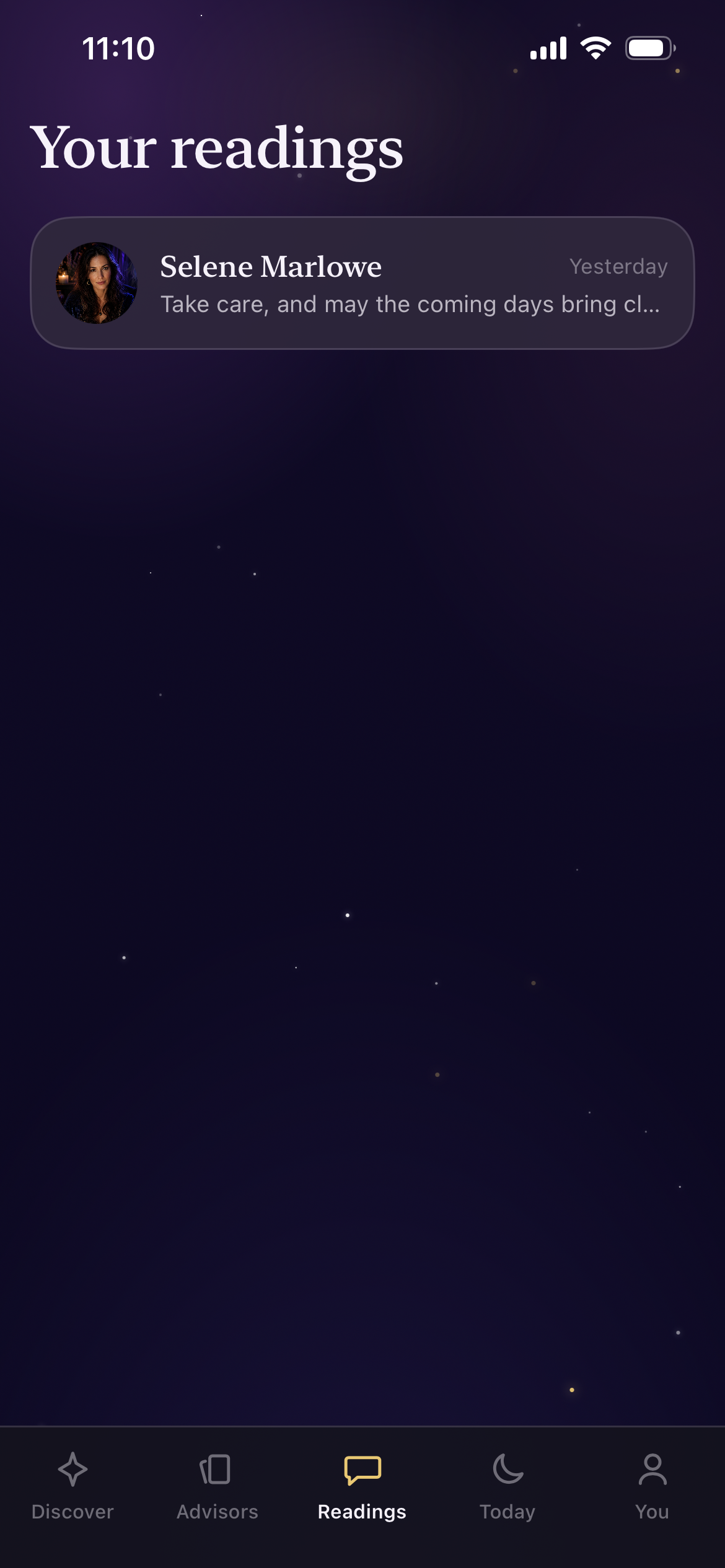 AuraNova readings screen